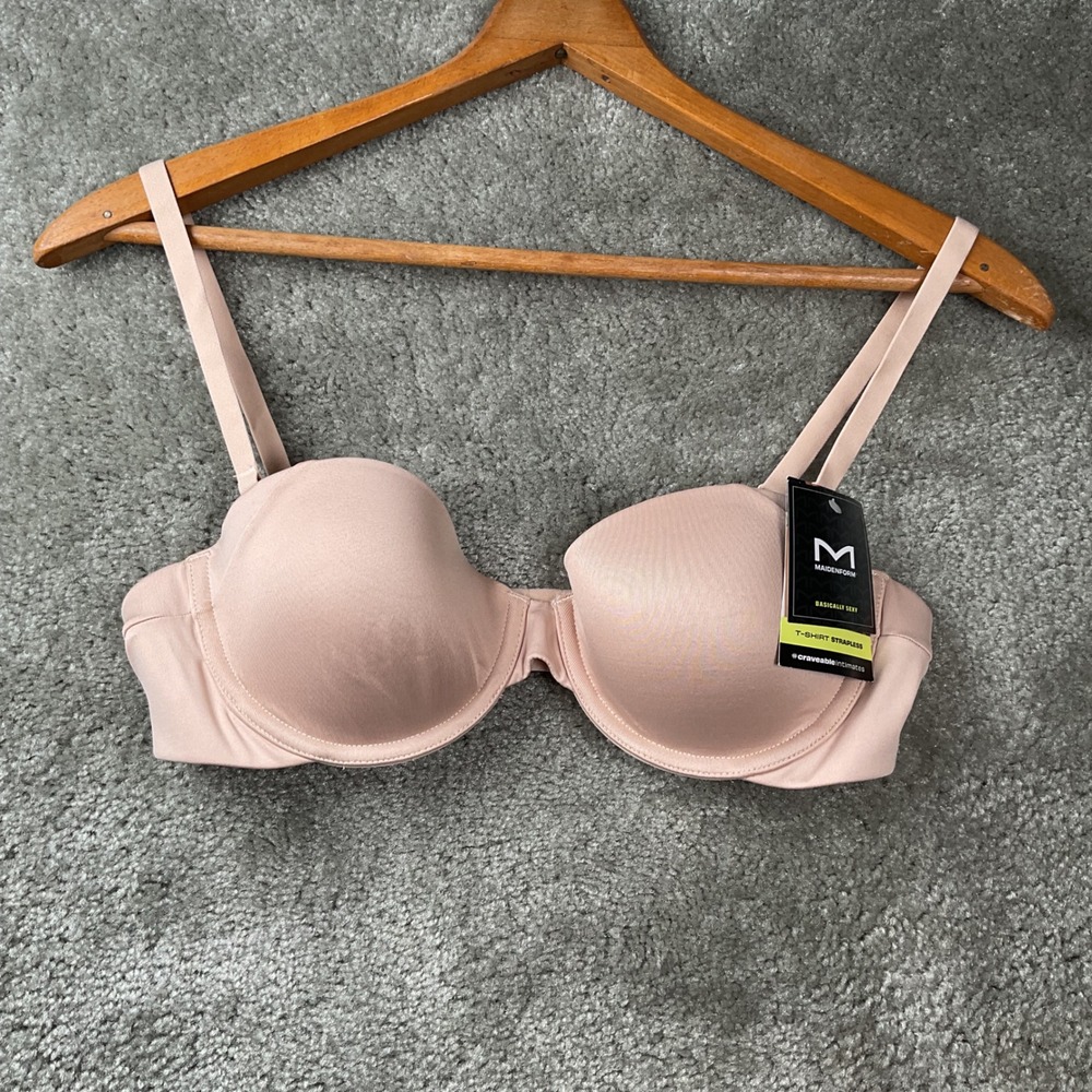 Maidenform T-Shirt Strapless Bra Womens 34A Beige Convertible SE6900